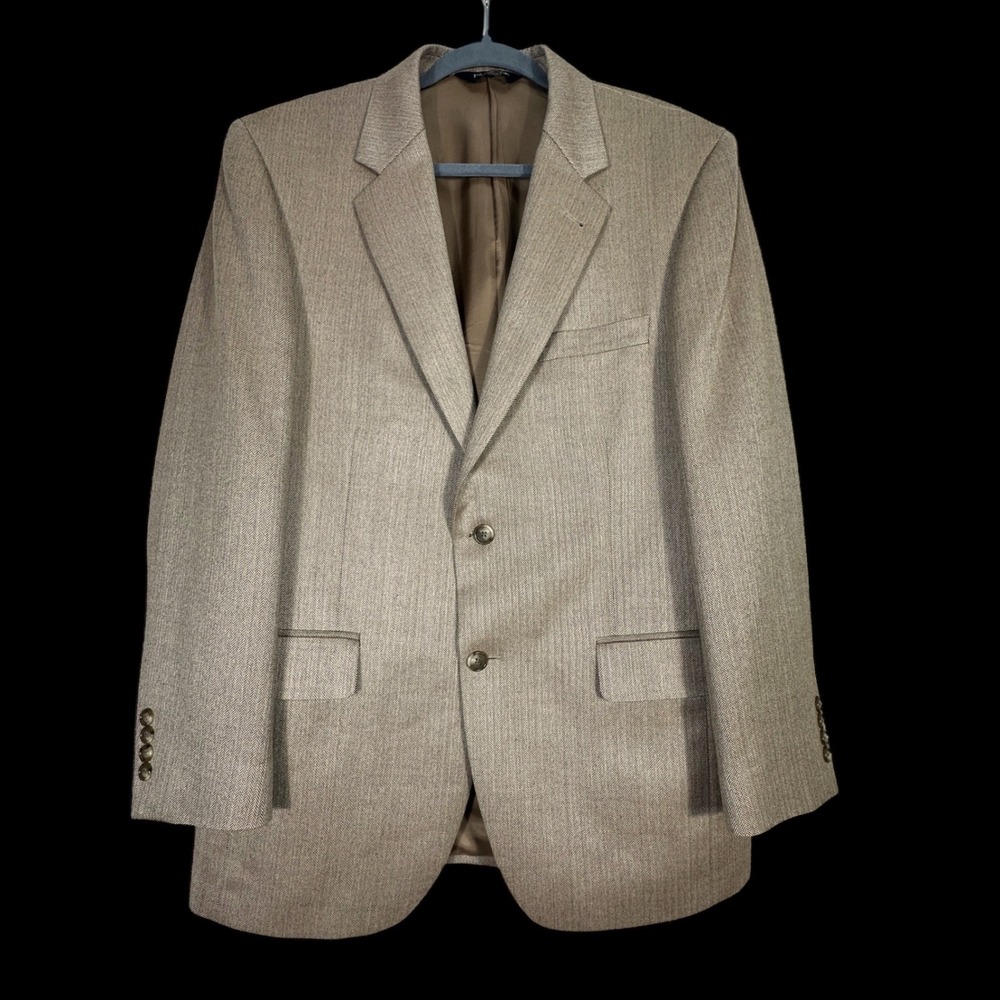 Jos A Bank‎ Men's Silk Camelhair Blazer Sport Coat Jacket R40 Brown Herringbone